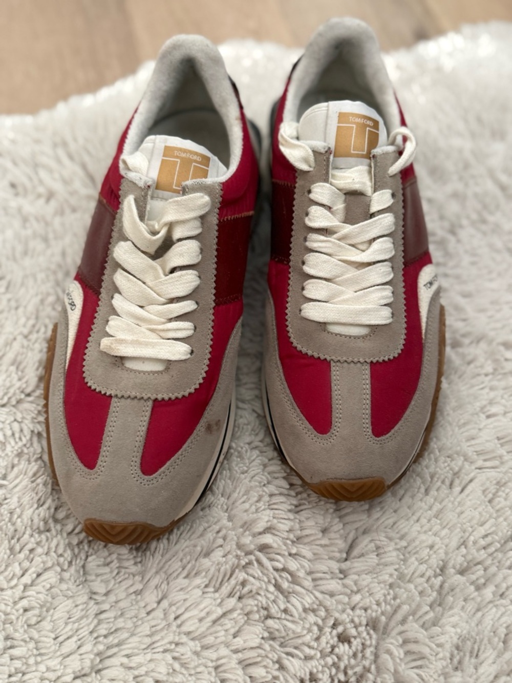 Tom Ford Red and Gray Men's Sneakers